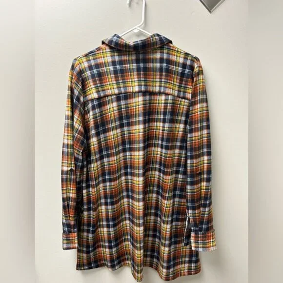 Orange Fashion Village Plus Plaid Half Zip Tunic Top - Picture 3 of 5
